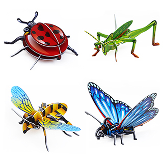 3D입체퍼즐곤충4종세트/무당벌레/메뚜기/꿀벌/나비